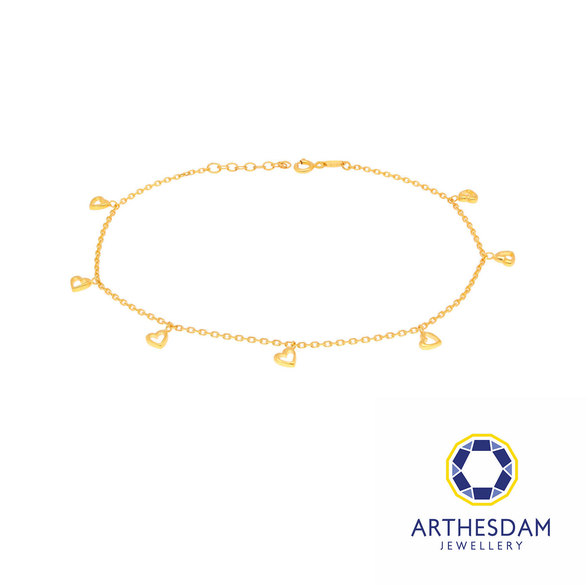 Arthesdam Jewellery 916 Gold Dangling Solo Heart Anklet