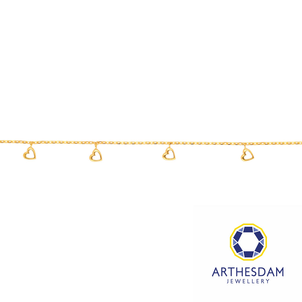 Arthesdam Jewellery 916 Gold Dangling Solo Heart Anklet