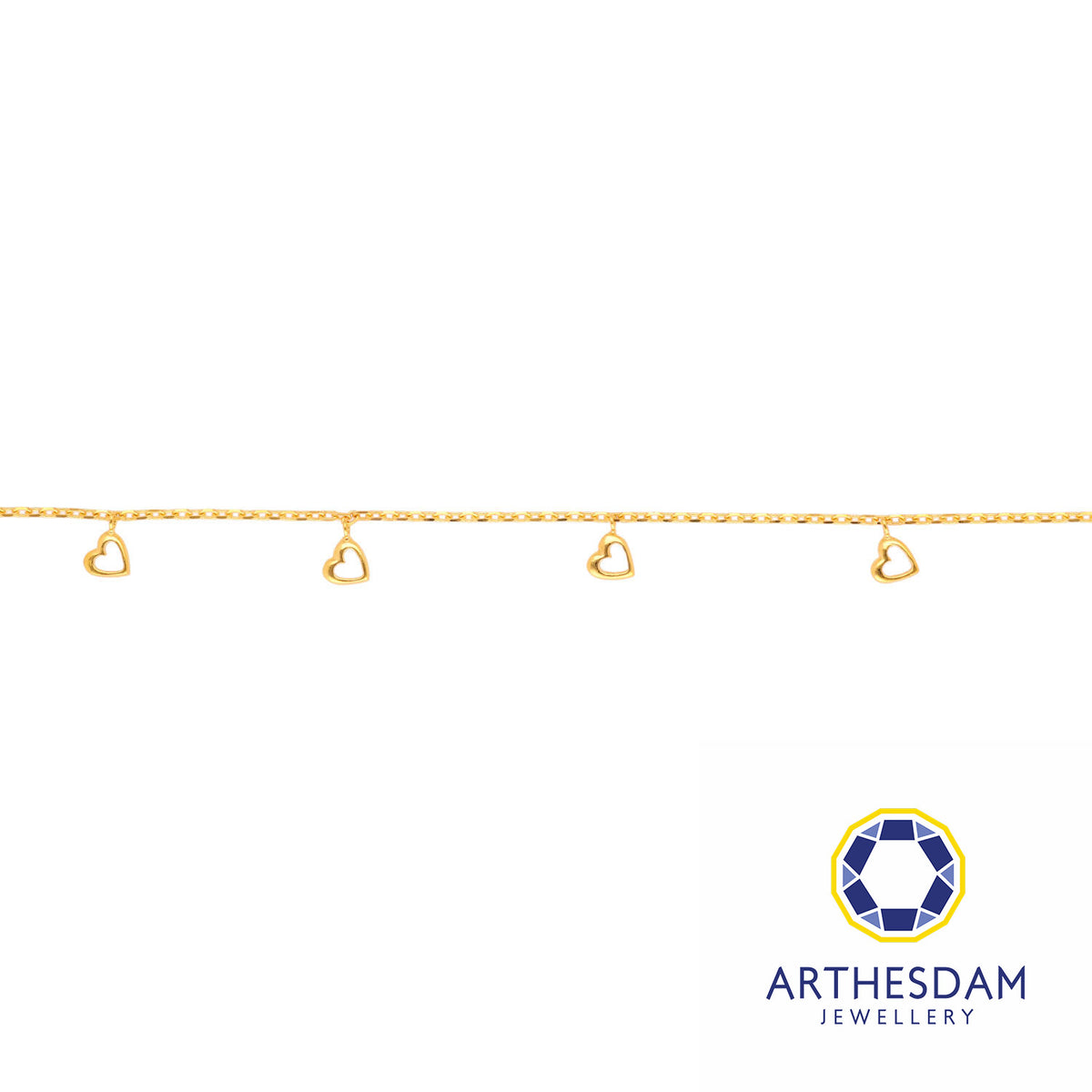 Arthesdam Jewellery 916 Gold Dangling Solo Heart Anklet