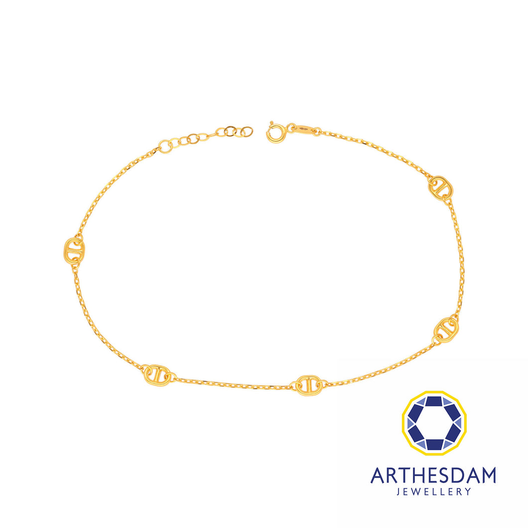 Arthesdam Jewellery 916 Gold Dainty Marina Link Anklet