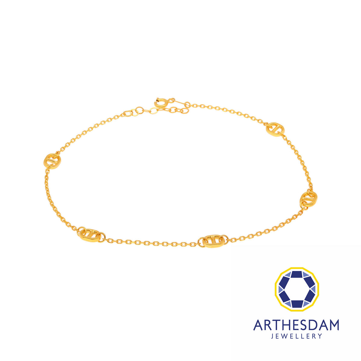 Arthesdam Jewellery 916 Gold Dainty Marina Link Anklet