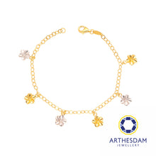 Load image into Gallery viewer, Arthesdam Jewellery 916 Gold Two-Toned Dangling Flower Anklet

