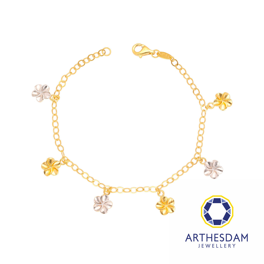 Arthesdam Jewellery 916 Gold Two-Toned Dangling Flower Anklet