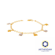 Load image into Gallery viewer, Arthesdam Jewellery 916 Gold Two-Toned Dangling Flower Anklet
