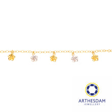 Load image into Gallery viewer, Arthesdam Jewellery 916 Gold Two-Toned Dangling Flower Anklet
