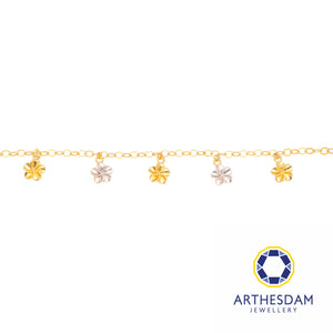 Arthesdam Jewellery 916 Gold Two-Toned Dangling Flower Anklet