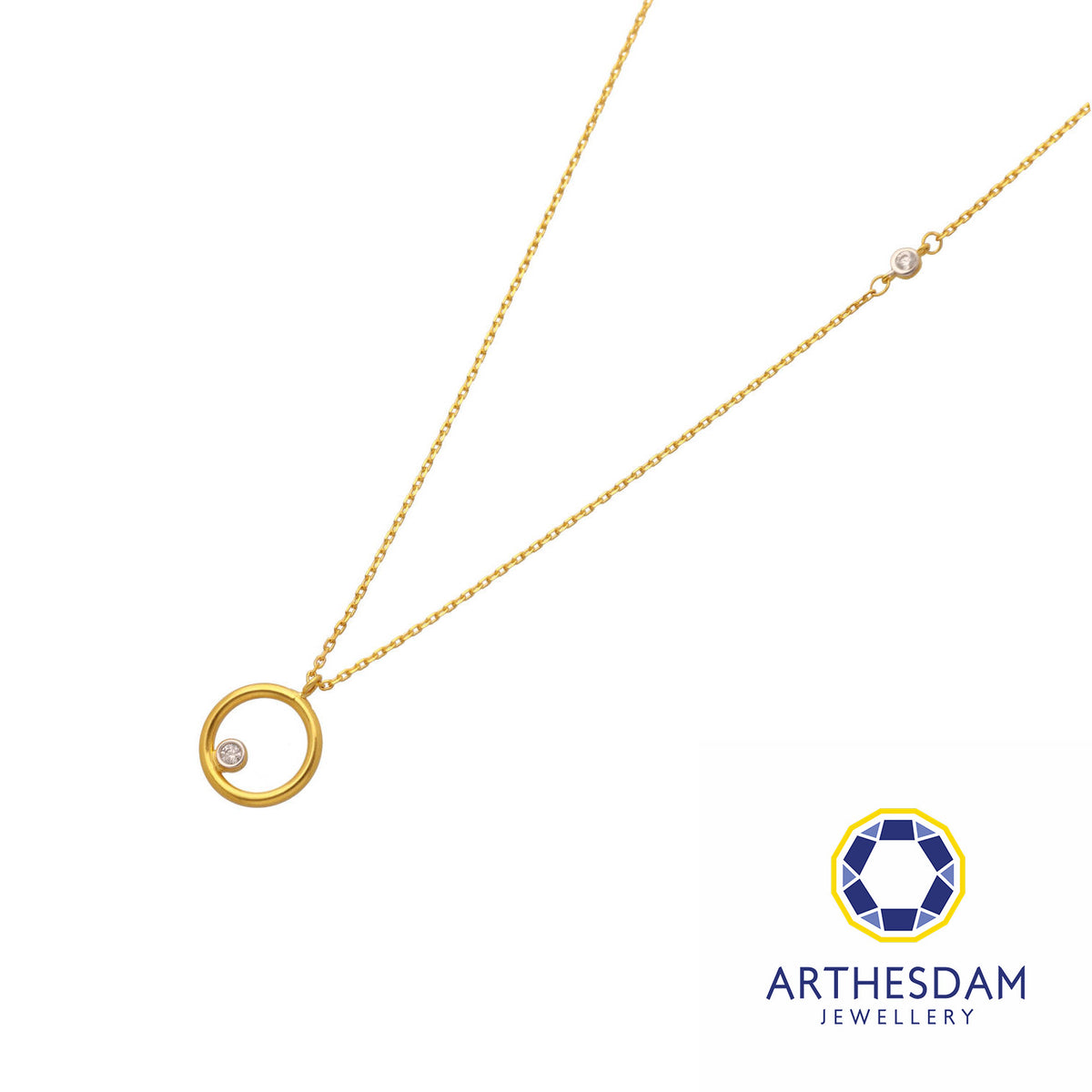 Arthesdam Jewellery 916 Gold Circle with Stud Necklace
