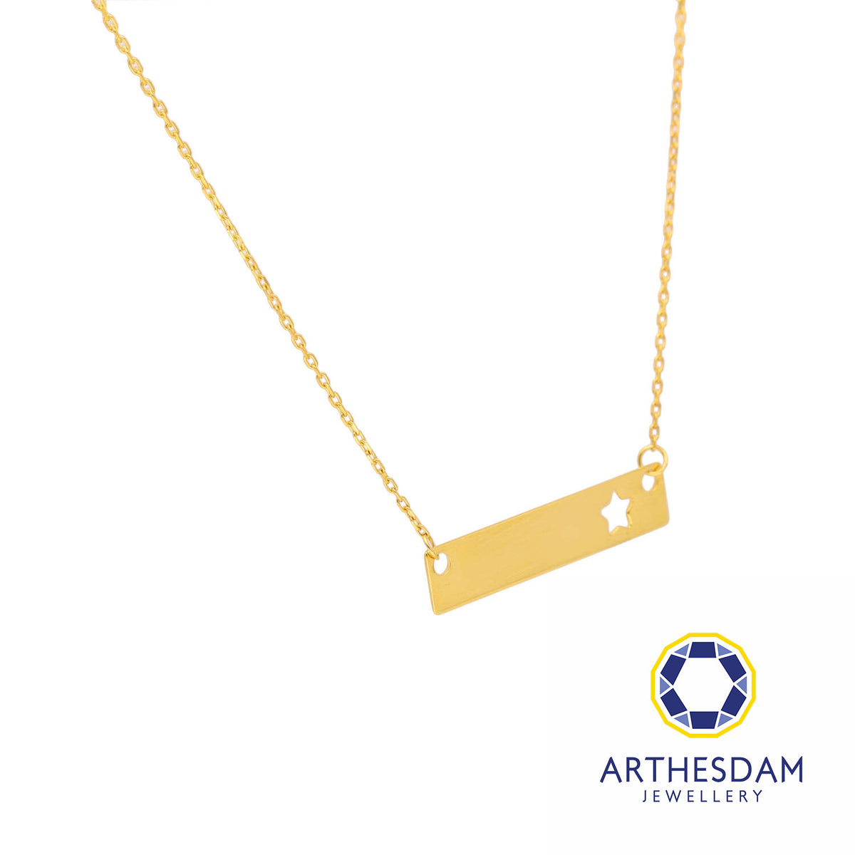 Arthesdam Jewellery 916 Gold Star Imprint Bar Necklace