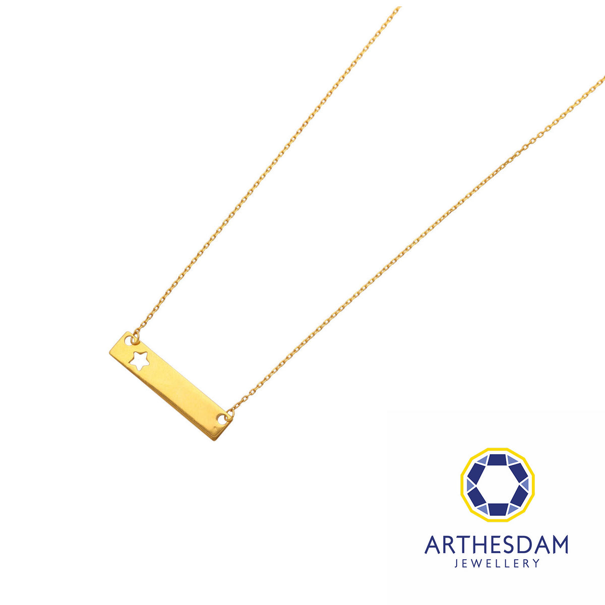 Arthesdam Jewellery 916 Gold Star Imprint Bar Necklace