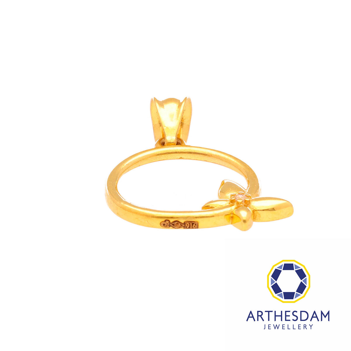 Arthesdam Jewellery 916 Gold Butterfly on Circle Pendant