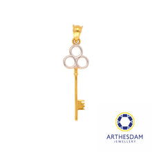 Load image into Gallery viewer, Arthesdam Jewellery 916 Gold Two-Toned 3 Ring Key Crown Pendant
