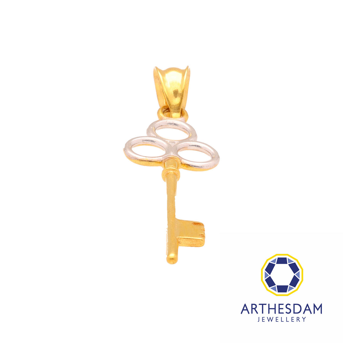 Arthesdam Jewellery 916 Gold Two-Toned 3 Ring Key Crown Pendant