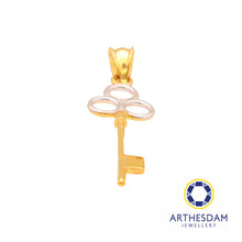 Load image into Gallery viewer, Arthesdam Jewellery 916 Gold Two-Toned 3 Ring Key Crown Pendant

