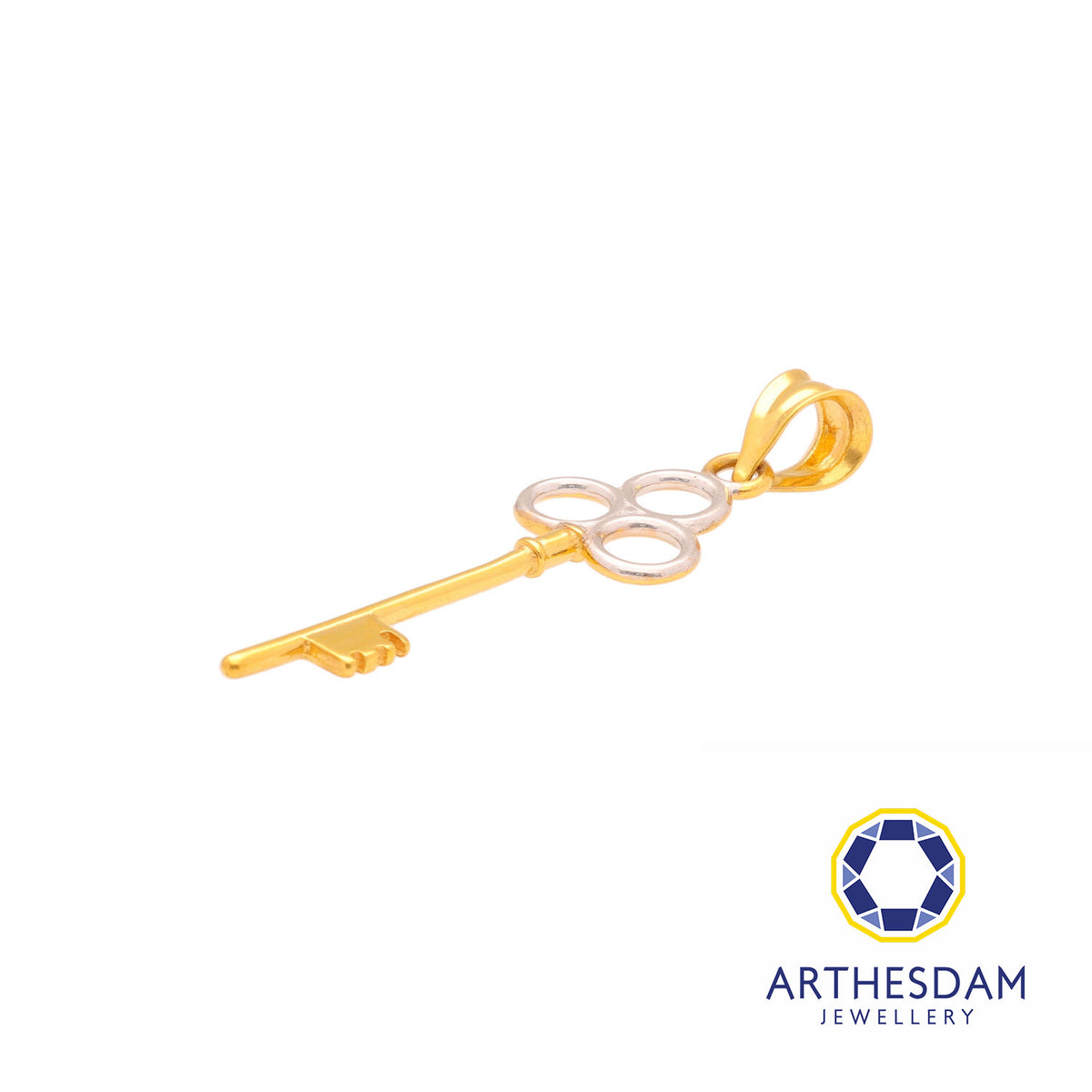 Arthesdam Jewellery 916 Gold Two-Toned 3 Ring Key Crown Pendant