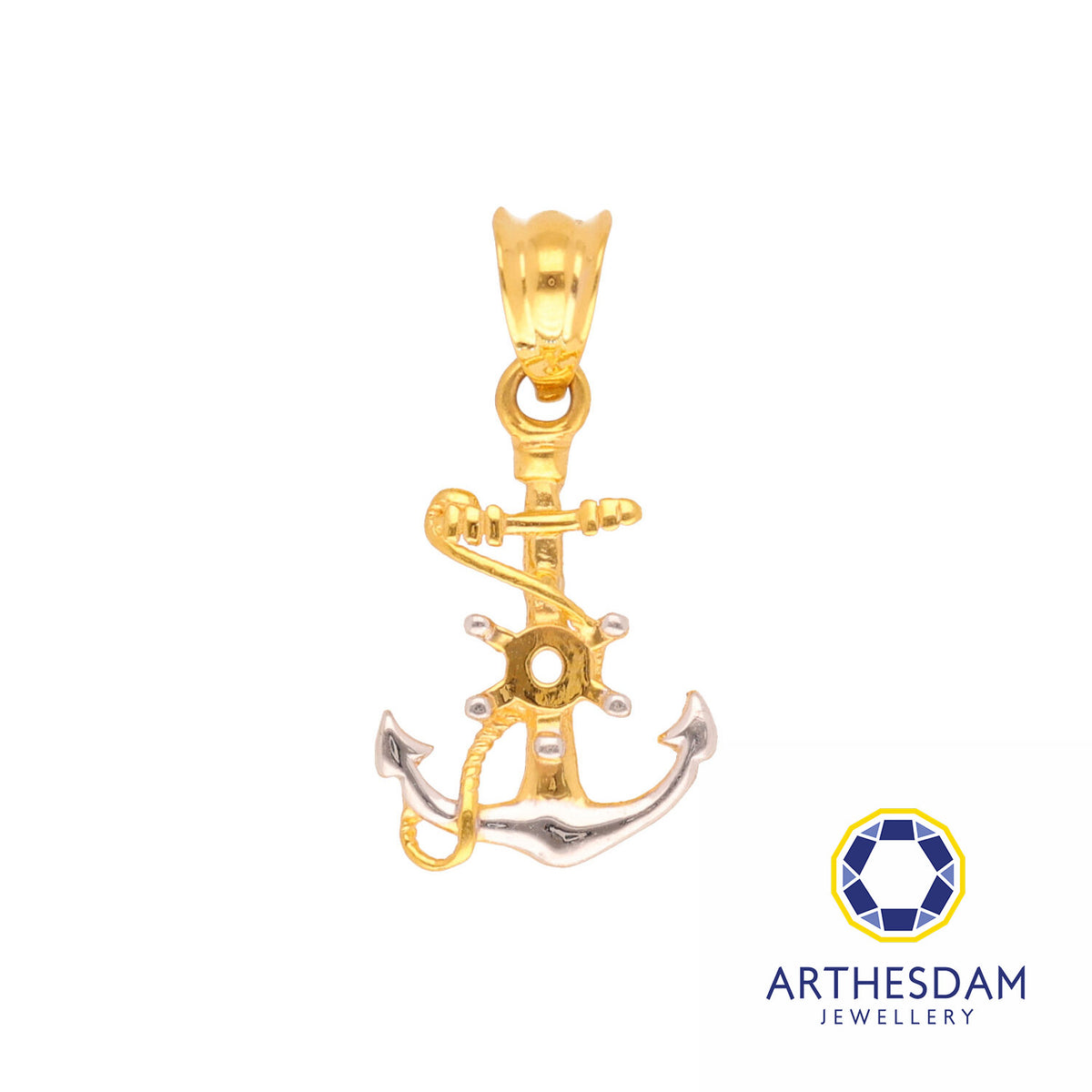 Arthesdam Jewellery 916 Gold Anchor with Wheel Pendant