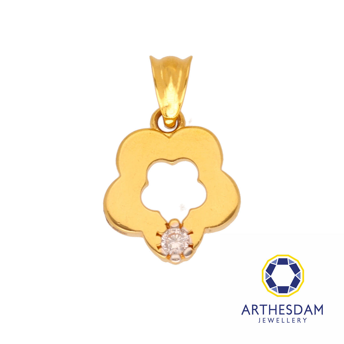 Arthesdam Jewellery 916 Gold Flower Outline with Stone Pendant
