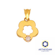 Arthesdam Jewellery 916 Gold Flower Outline with Stone Pendant