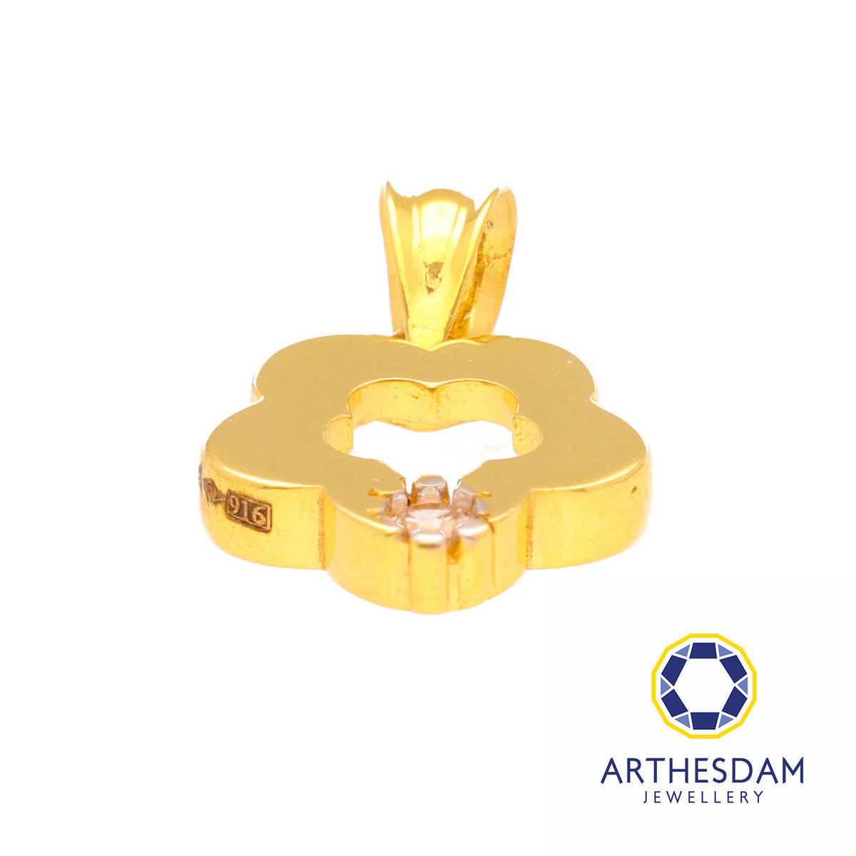 Arthesdam Jewellery 916 Gold Flower Outline with Stone Pendant