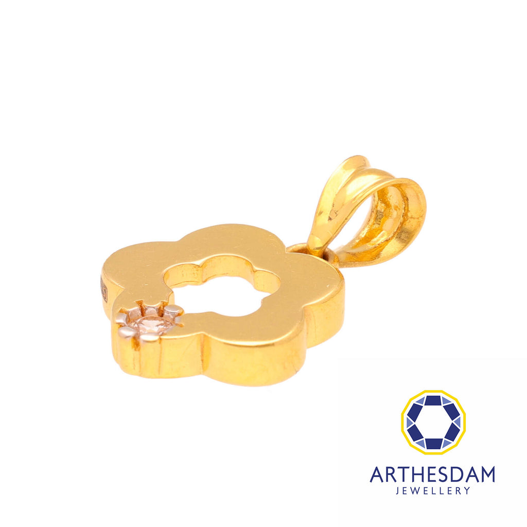 Arthesdam Jewellery 916 Gold Flower Outline with Stone Pendant