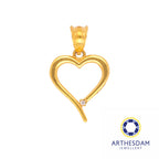 Arthesdam Jewellery 916 Gold Heart Outline with Stone Pendant