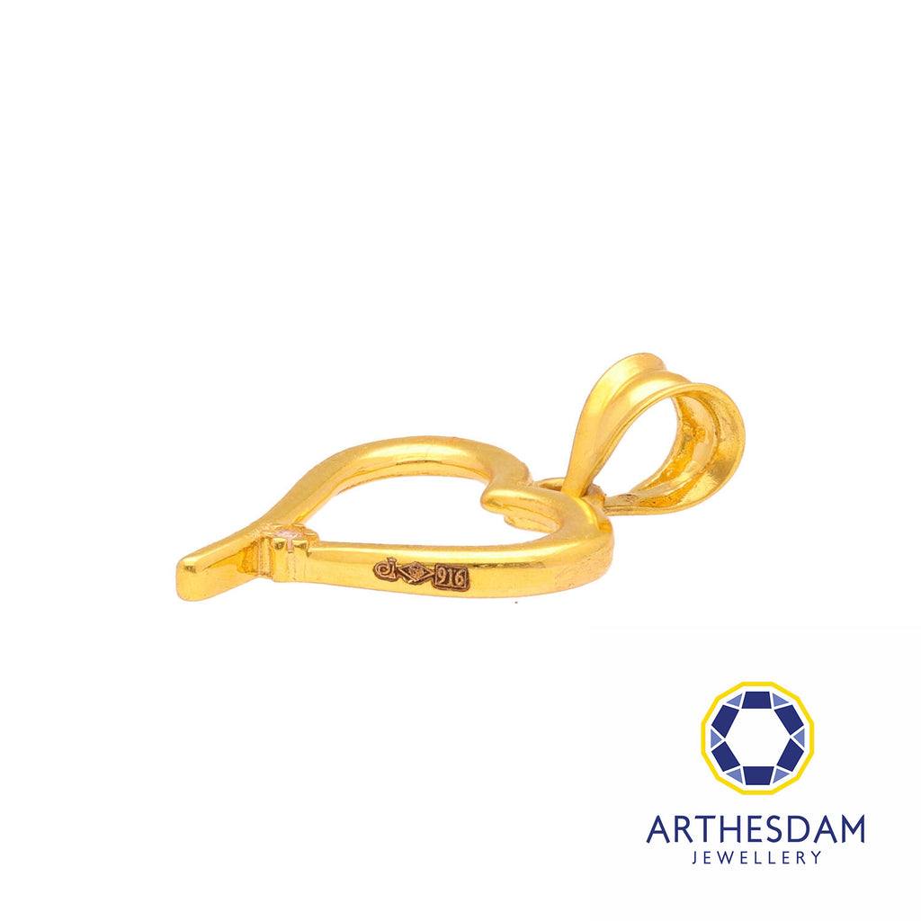 Arthesdam Jewellery 916 Gold Heart Outline with Stone Pendant