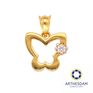 Arthesdam Jewellery 916 Gold Butterfly Outline with Stone Pendant