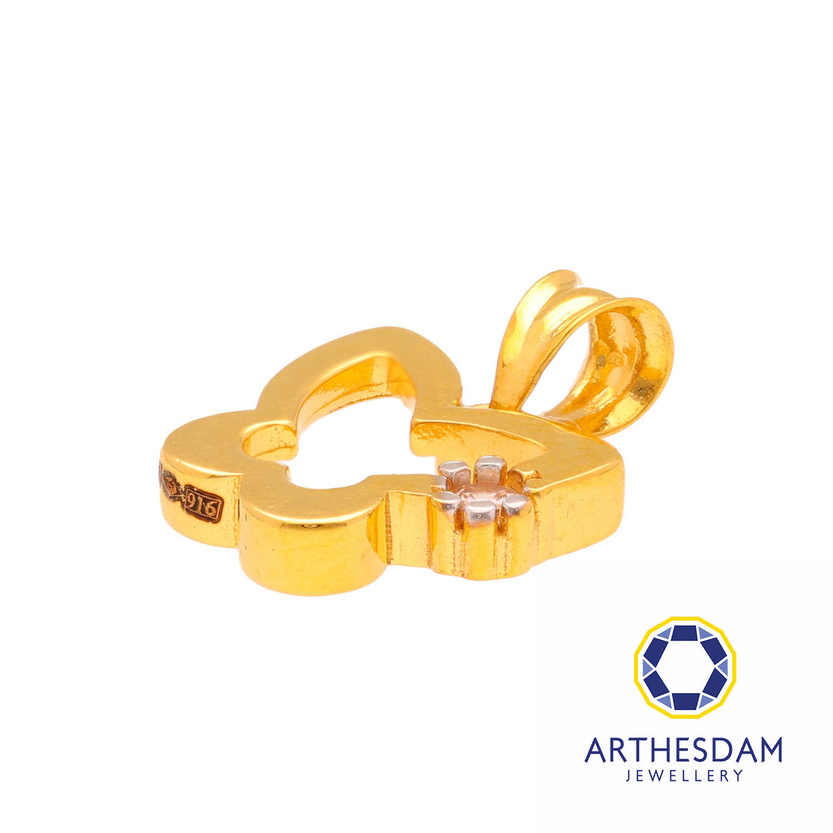Arthesdam Jewellery 916 Gold Butterfly Outline with Stone Pendant