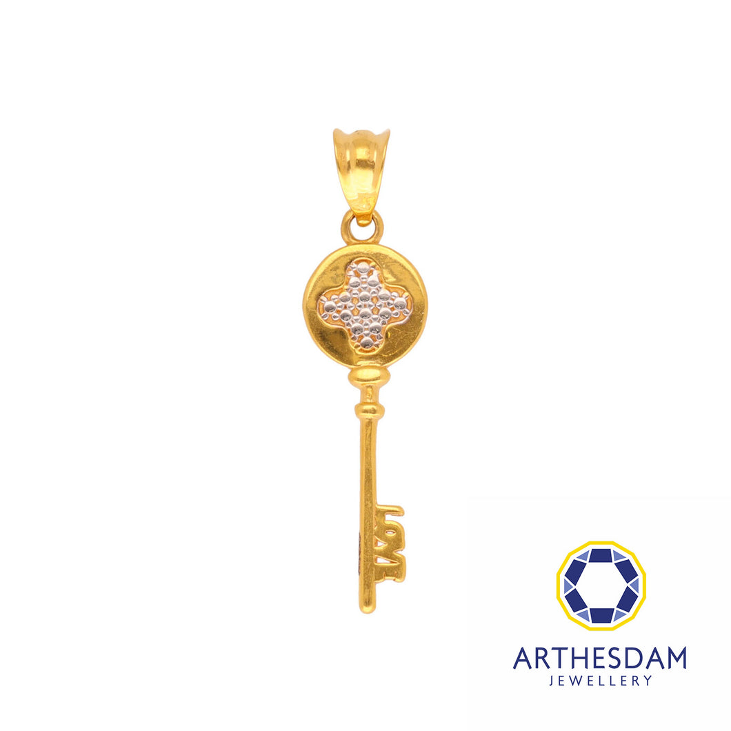 Arthesdam Jewellery 916 Gold Two-Toned Clover Key Pendant