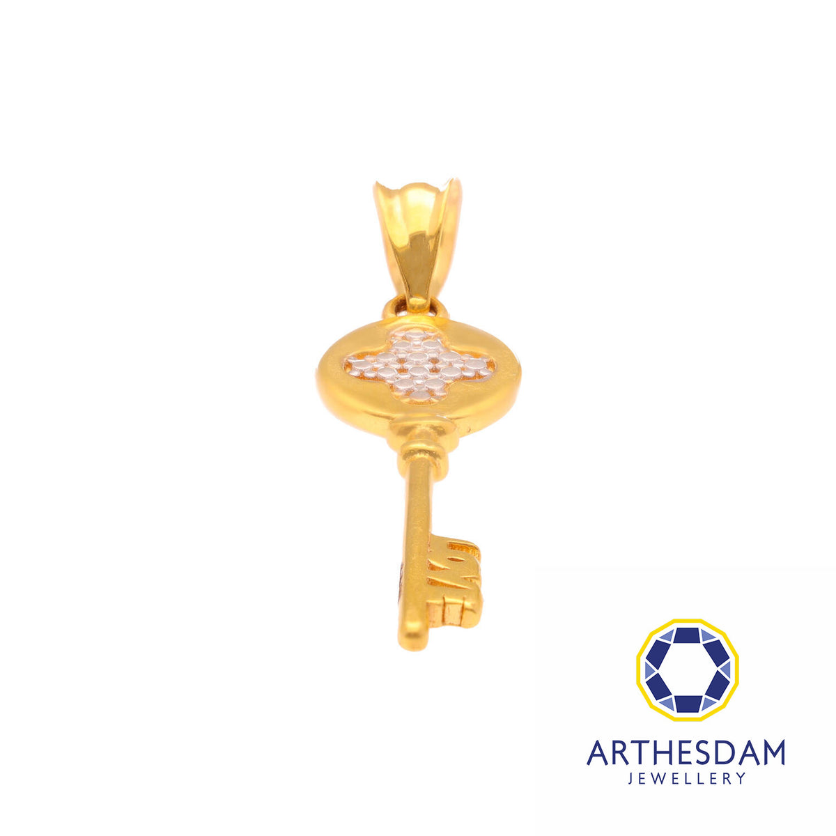 Arthesdam Jewellery 916 Gold Two-Toned Clover Key Pendant