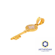 Load image into Gallery viewer, Arthesdam Jewellery 916 Gold Two-Toned Clover Key Pendant
