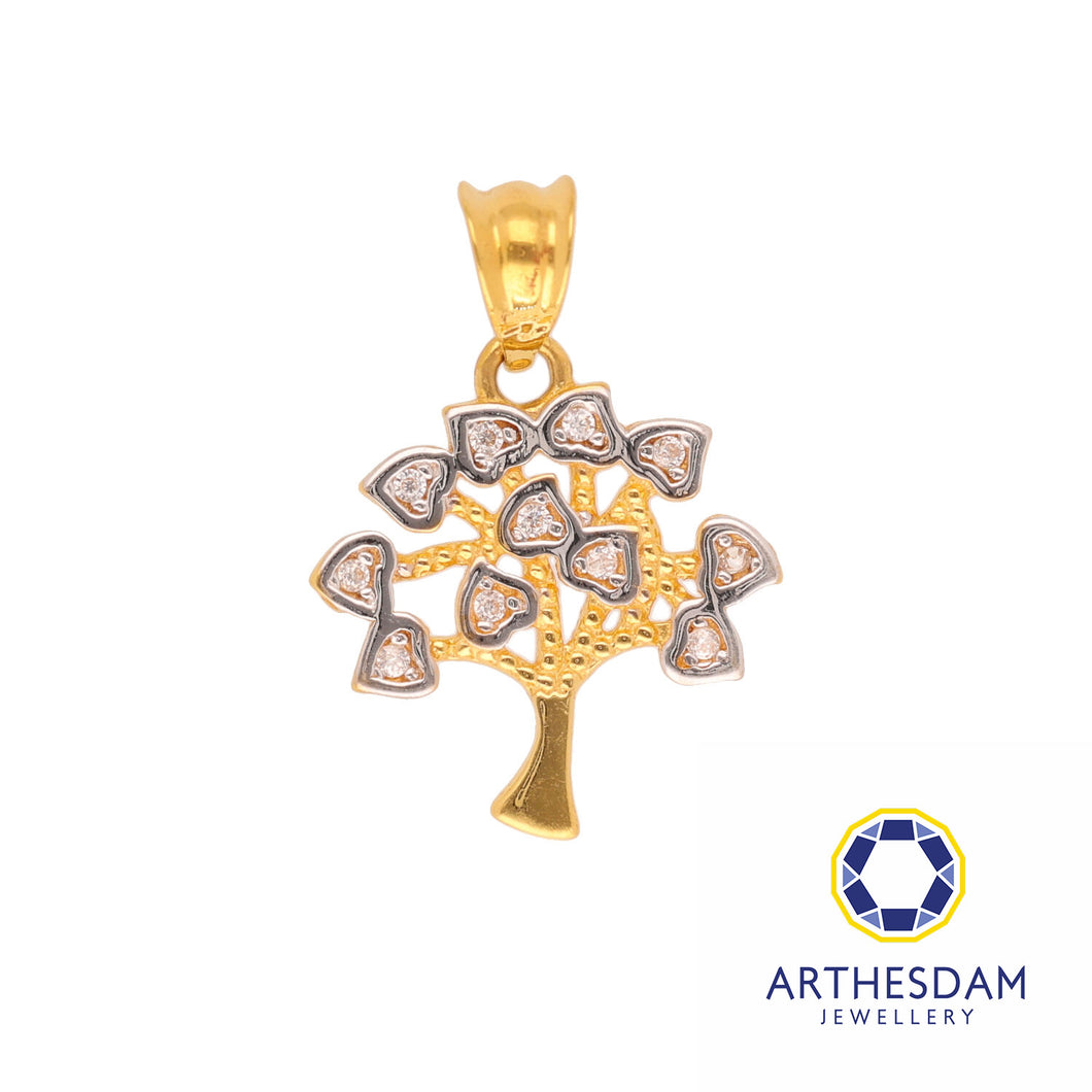 Arthesdam Jewellery 916 Gold Two-Toned Heart Tree Pendant