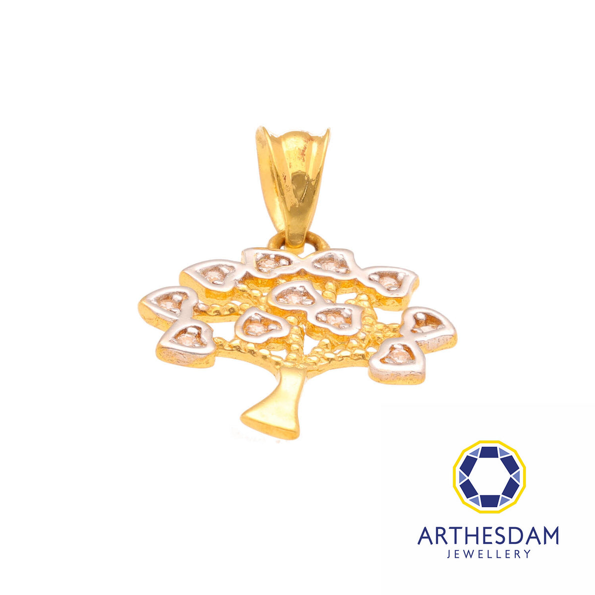 Arthesdam Jewellery 916 Gold Two-Toned Heart Tree Pendant