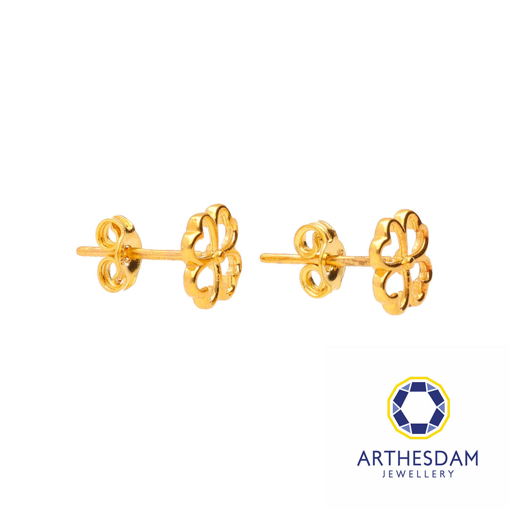 Arthesdam Jewellery 916 Gold Classic Lucky Clover Earrings