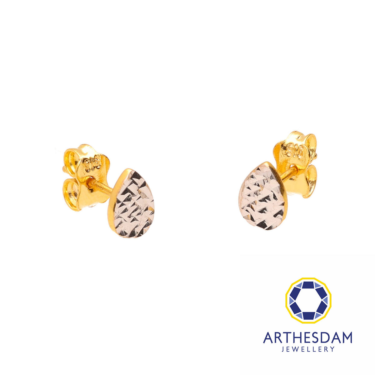 Arthesdam Jewellery 916 Gold Two-Toned Sparkly Raindrop Earrings