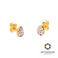 Load image into Gallery viewer, Arthesdam Jewellery 916 Gold Two-Toned Sparkly Raindrop Earrings
