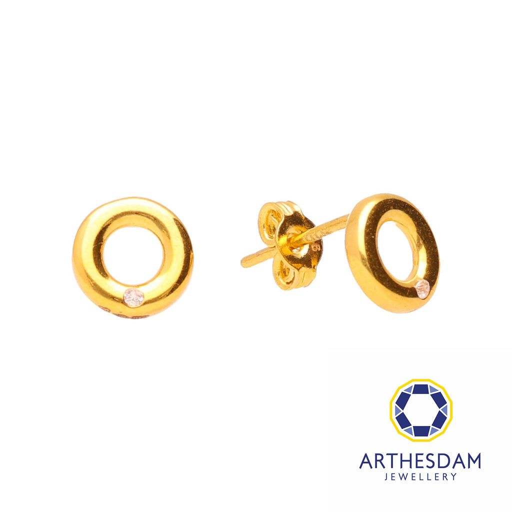 Arthesdam Jewellery 916 Gold Single Stone Circle Earrings
