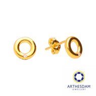 Arthesdam Jewellery 916 Gold Single Stone Circle Earrings