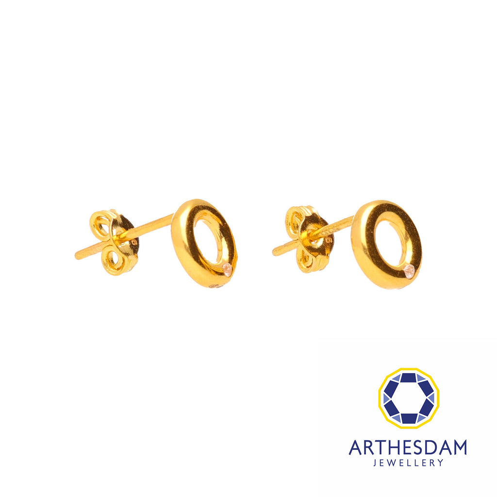 Arthesdam Jewellery 916 Gold Single Stone Circle Earrings