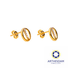 Load image into Gallery viewer, Arthesdam Jewellery 916 Gold Vertical Stack Stone Circle Earrings
