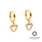 Arthesdam Jewellery 916 Gold Dangle Stone Heart Hoop Earrings