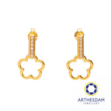 Load image into Gallery viewer, Arthesdam Jewellery 916 Gold Straight Dangle Flower Outline Earrings
