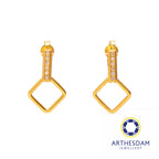 Arthesdam Jewellery 916 Gold Straight Dangle Diamond Shape Earrings