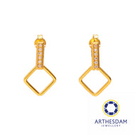 Arthesdam Jewellery 916 Gold Straight Dangle Diamond Shape Earrings