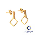 Arthesdam Jewellery 916 Gold Straight Dangle Diamond Shape Earrings