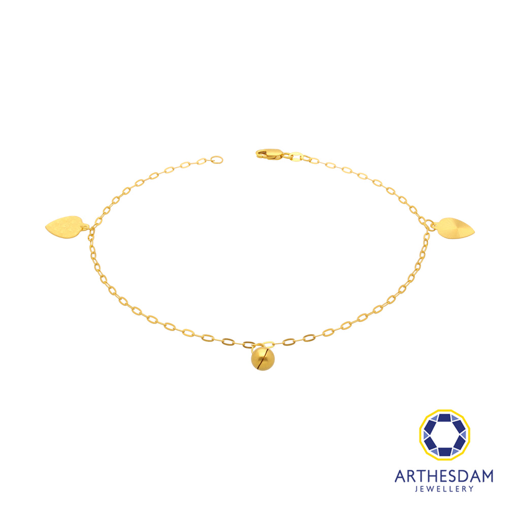 Arthesdam Jewellery 916 Gold Paper Clip Anklet With Charms