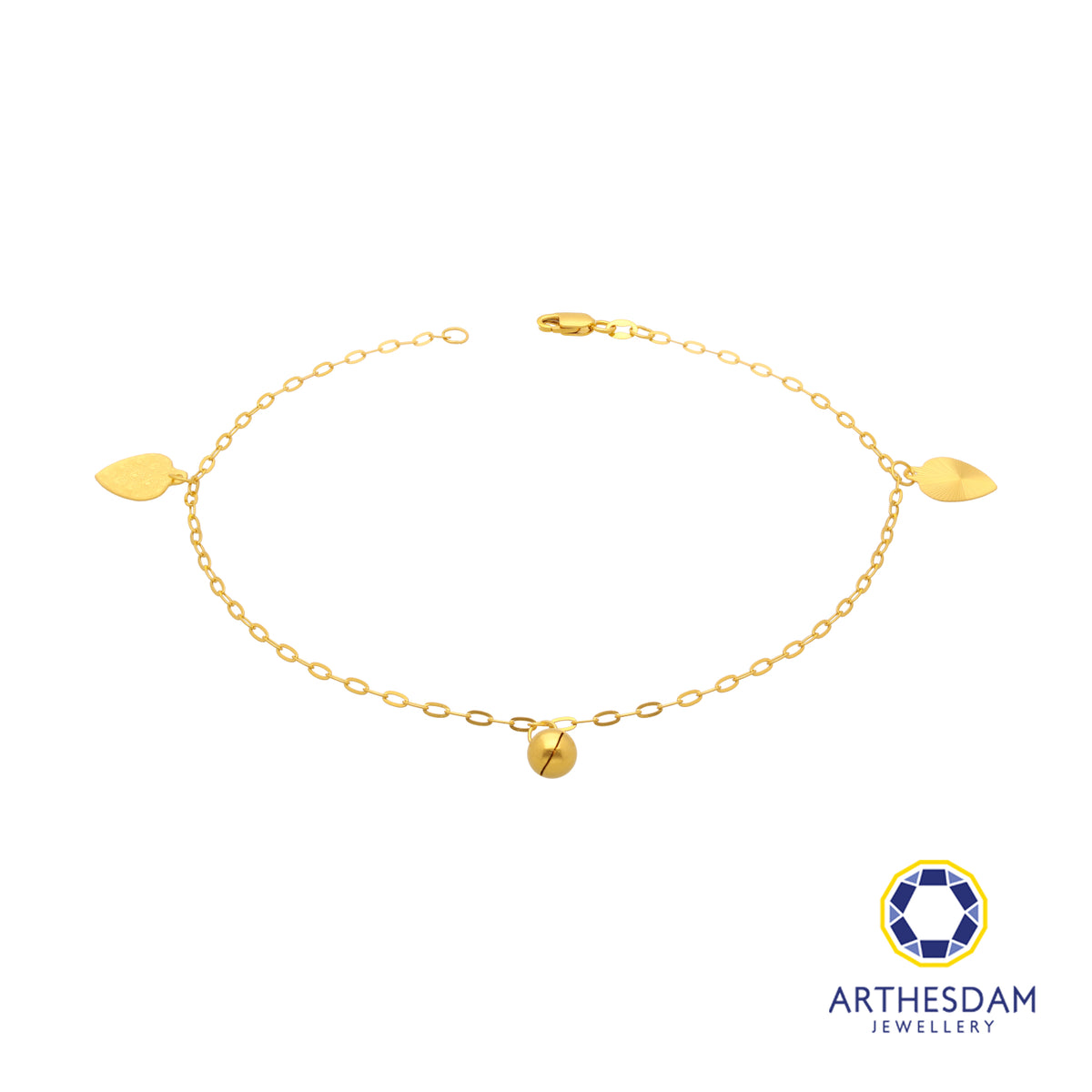 Arthesdam Jewellery 916 Gold Paper Clip Anklet With Charms