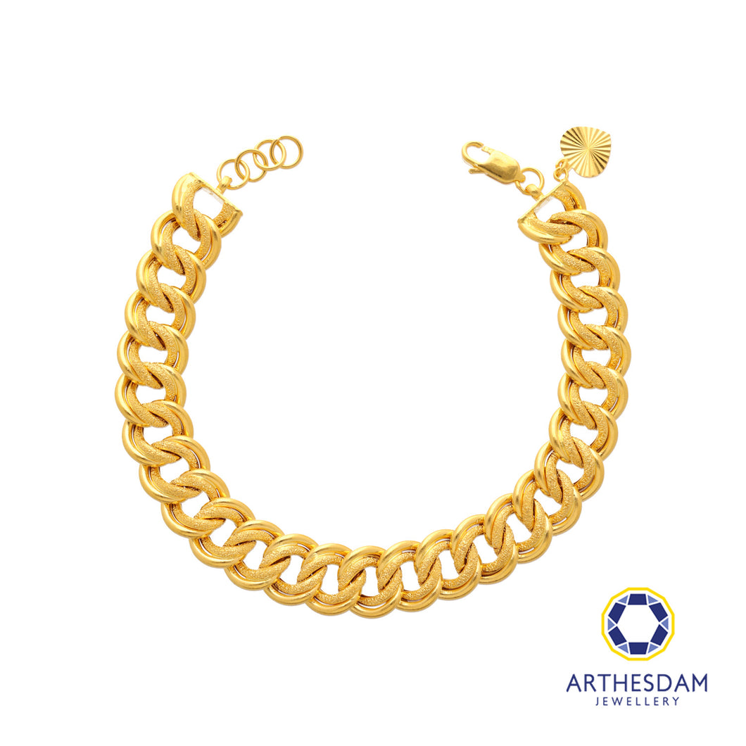 Arthesdam Jewellery 916 Gold Sandblasted Coco Thin Bracelet
