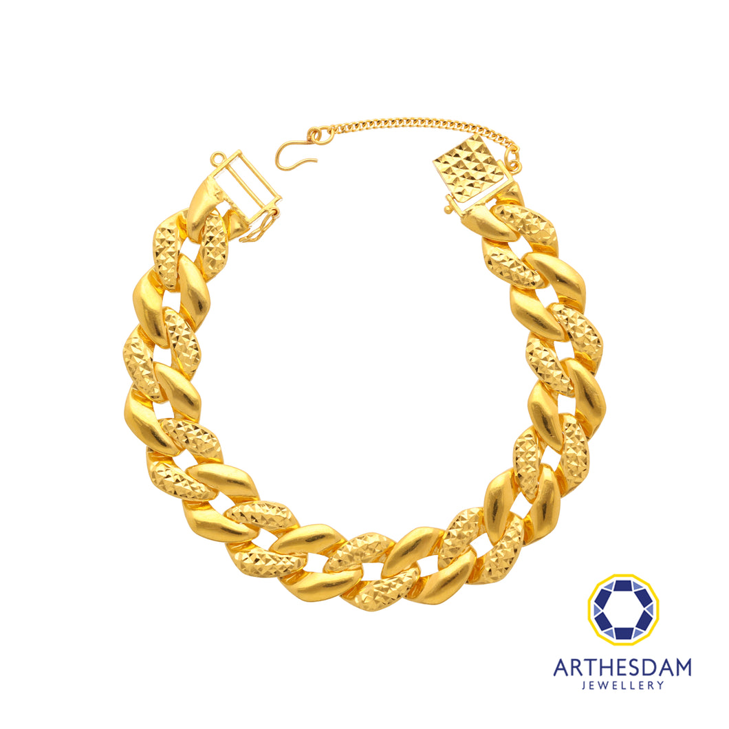 Arthesdam Jewellery 916 Gold Coco Faceted Plain Bracelet