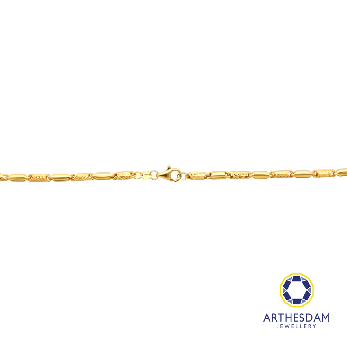 Arthesdam Jewellery 916 Gold Faceted Plain Tube Necklace Chain