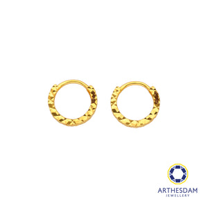 Arthesdam Jewellery 916 Gold Faceted Hoop Earrings